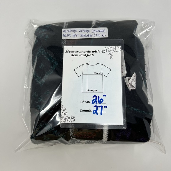 Vintage‎ Windridge Men's XL Knit Grandpa Sweater Long Sleeve Geometric Aztec - Picture 7 of 7